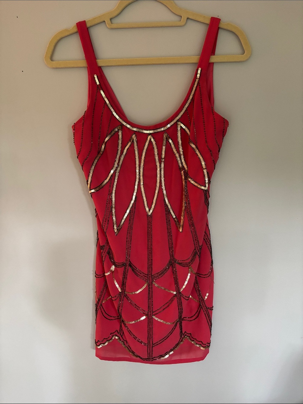TFNC Red Mini Dress with Gold Sequin Detail